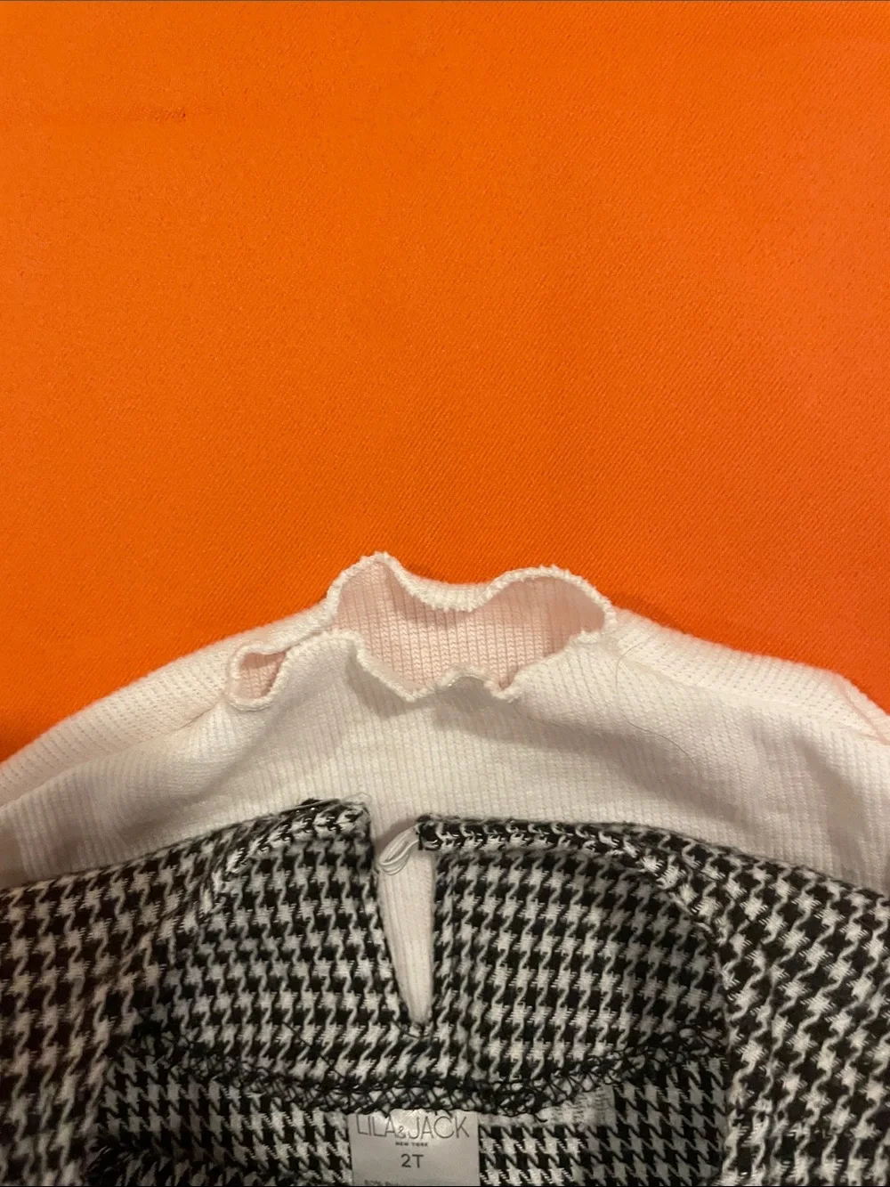 Girls Black & White Houndstooth Pinafore Dress with White Top